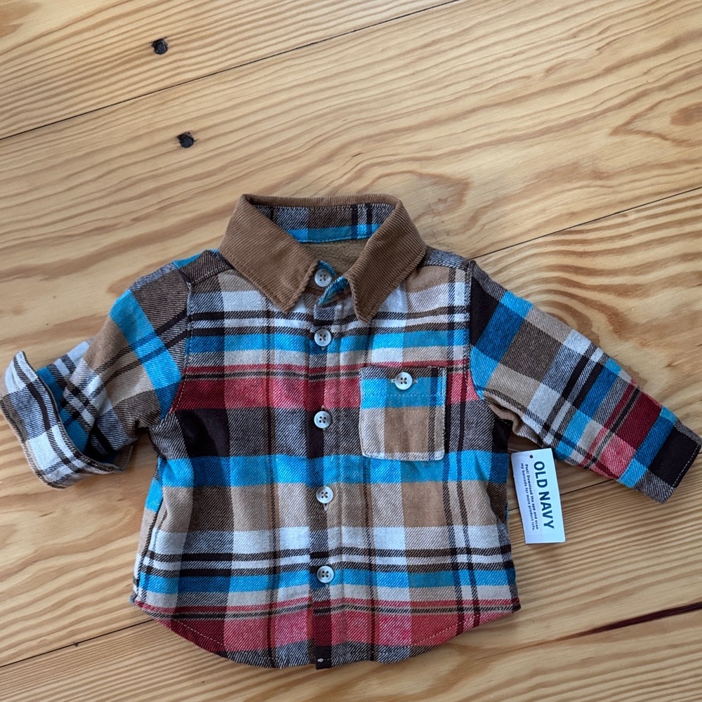 Old Navy Kids fleece lined Plaid Shirt - Brown and Blue